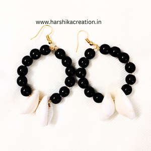 Black Cowrie Bali Earring
