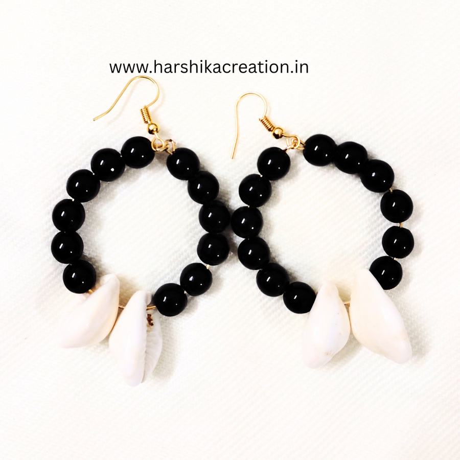 Black Cowrie Bali Earring