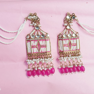 Dark Pink Temple Jumka Earring